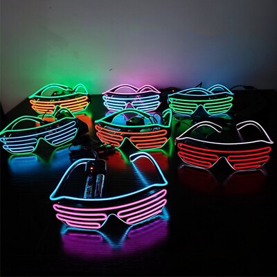 Neon LED Light up Glasses EL Wire Eyewear Shade Nightclub Halloween Rave Party