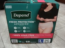 Depend Fresh Protection Advanced Underwear Women, Sz. L , 68 Count 16-20 Pant 