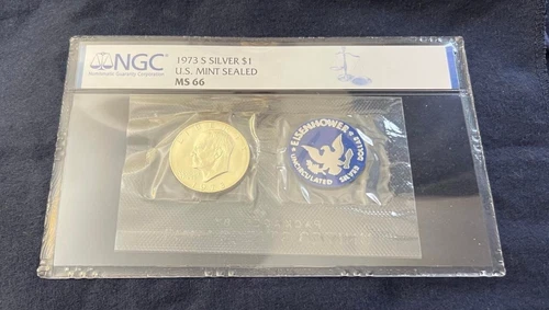 1973 S EISENHOWER SILVER DOLLAR US MINT SEALED BLUE IKE - NGC GRADED MS66!!!