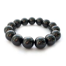 Shungite bracelet Night, 15 beads 12mm 6,89" EMF protection Russia narrow wrist
