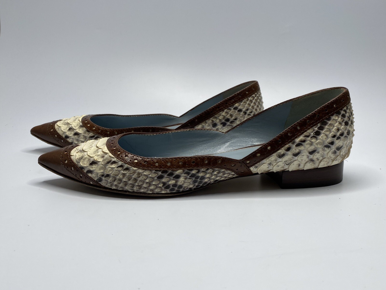 Lamberston Truex Brown White Python Leather Balle… - image 4