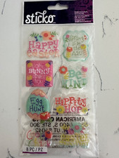 Sticko Autocollant Dimensional Easter Sentiments 8 PC Egg Hunt Be Kind Scrapbook