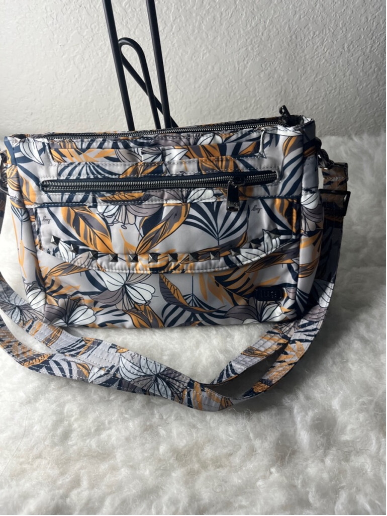 Lug Pacer 2.0 Nylon Floral Lily Grey Studded Crossbody Bag Lightweight Purse