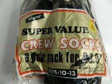 New Unsealed Vintage Mens Kmart Brown Super Value 6 Pair Crew Socks Sizes 10-13