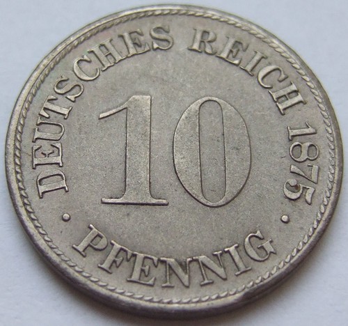 Münze Deutsches Reich Kaiserreich 10 Pfennig 1875 H in fast Stempelglanz - Bild 3 von 4