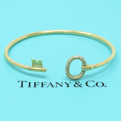 NYJEWEL Tiffany Italy 18k Yellow Gold Keys Wire Diamond