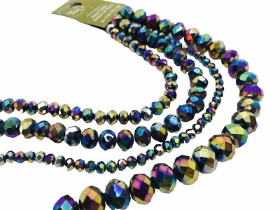 Bead Landing Glass Beads Rainbow Iris   Mix Faceted Rondelle