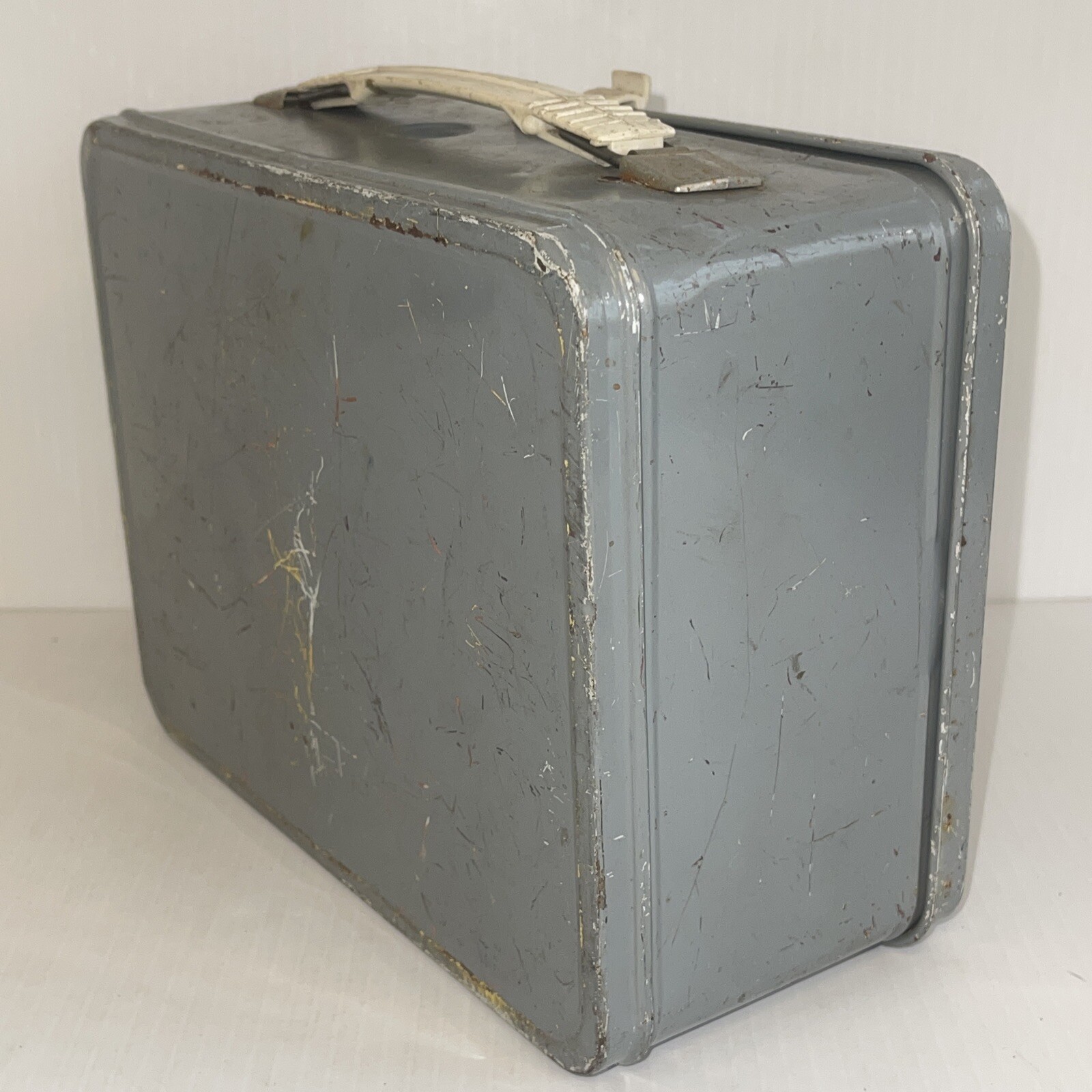 Vintage American Thermos Bottle Co Blue Gray Distressed Prop Lunch Box