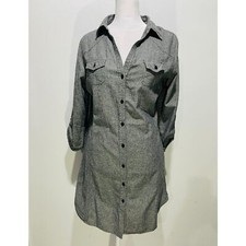 Derek Heart shirt Dress cotton long sleeve tunic gray business women L Jr. 