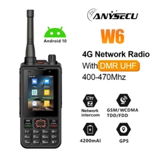 Anysecu W6pro 4G Network Radio DMR UHF 400-470Mhz Android 10 Zello/Real PTT