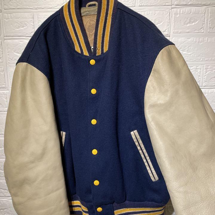 ジャケット・アウター 90s GOLDEN BEAR virsity jacket L navy GOLDEN BEAR Stadium Varsity Jacket Coat Navy Vintage Size-M