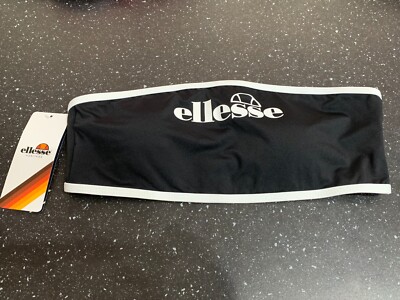 Elesse 'Logo' Bikini Top Bandeau Optional Padded S UK 10 Black Mix BNWT
