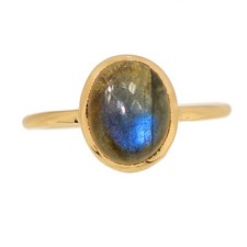 18k Gold Vermeil - Natural Labradorite, Madagascar 925 Silver Ring s.8 CR72084