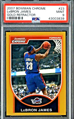 2007-08 Bowman Chrome Gold Refractor #23 LeBron James 85/99 PSA 9