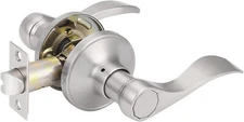 Probrico Passage Hall Closet Laundry Room Door Lock Levers Handles Satin Nickel