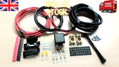 Leisure Akku Schwerlast Split Charge Relais Kit 200 AMP x 2M Netzkabel
