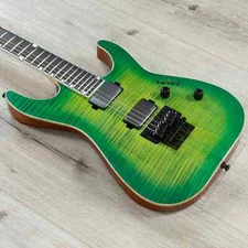 ESP USA M-II DX FR Guitar, Flame Maple Top, EMG 81-X / 85-X Pickups, Lime Burst
