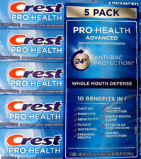 Crest Pro-Health Advanced Fluoride Toothpaste 5 Pack 24 Hr Anti-Bac Protection