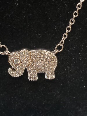 Dyadema 925 Sterling Silver And Cubic Zirconia Elephant Necklace