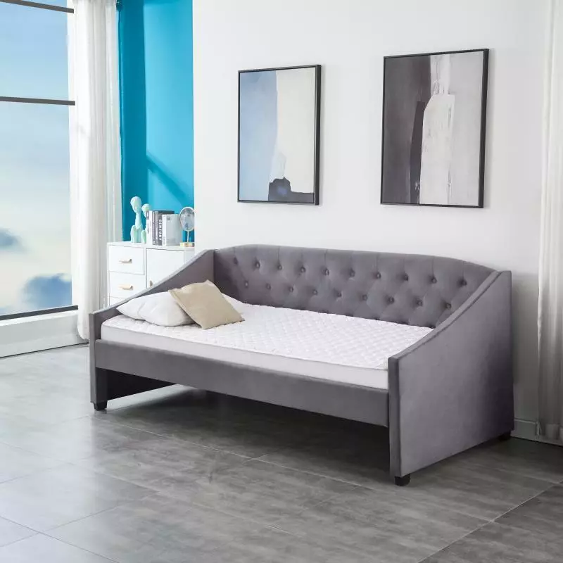 Velvet Grey Daybed sofabed 3ft Single Sofa Bed with Underbed