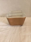 Pyrex Light Brown "Woodland" 501 Refrigerator Dish with Lid, Fridgie, Caramel