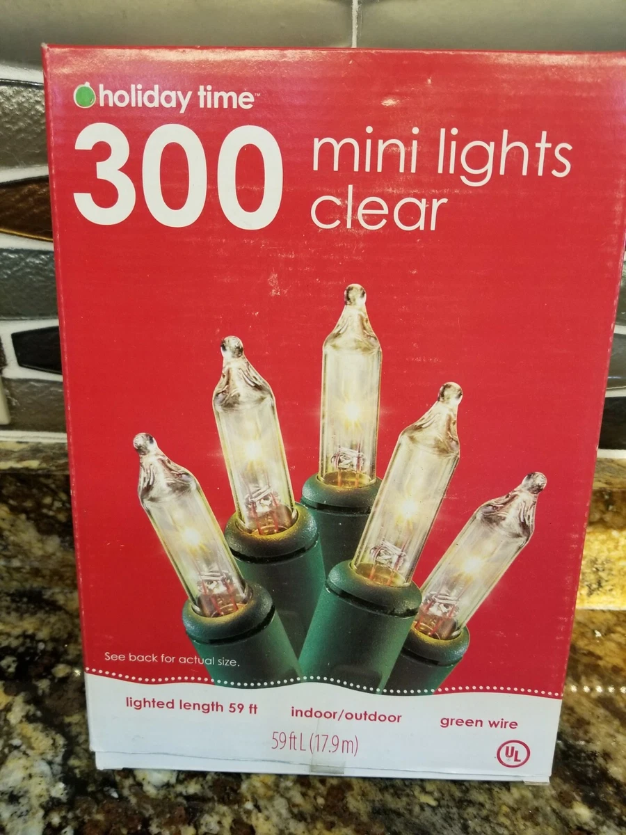 NEW Holiday Time 300 Clear Mini Lights Green Wire Christmas