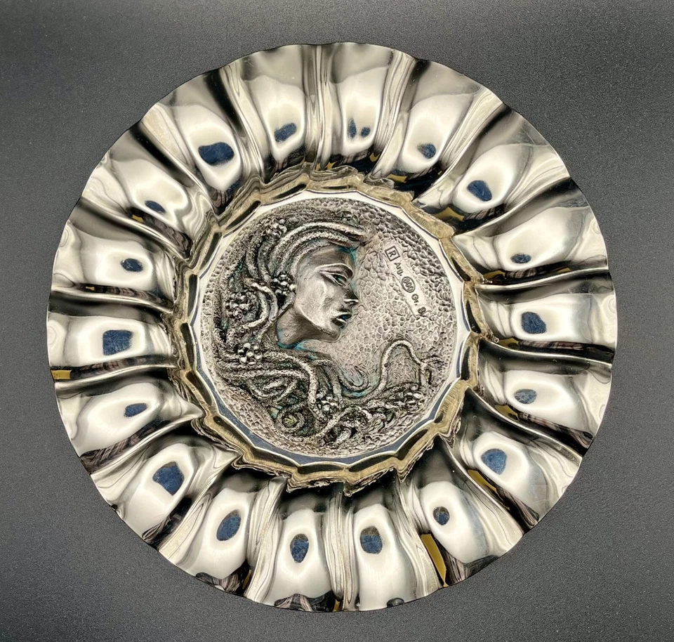 Magnífico plato grabado plata italiana - 800 Foto 4 de 4