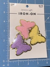 Butterfly Embroidered Iron on Patches , 3 Applique, Design Loft