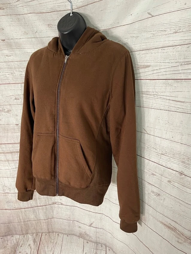 Sudadera con capucha para mujer Blu Chic cremallera completa marrón forrada de piel sintética talla M mediana Foto 2 de 4