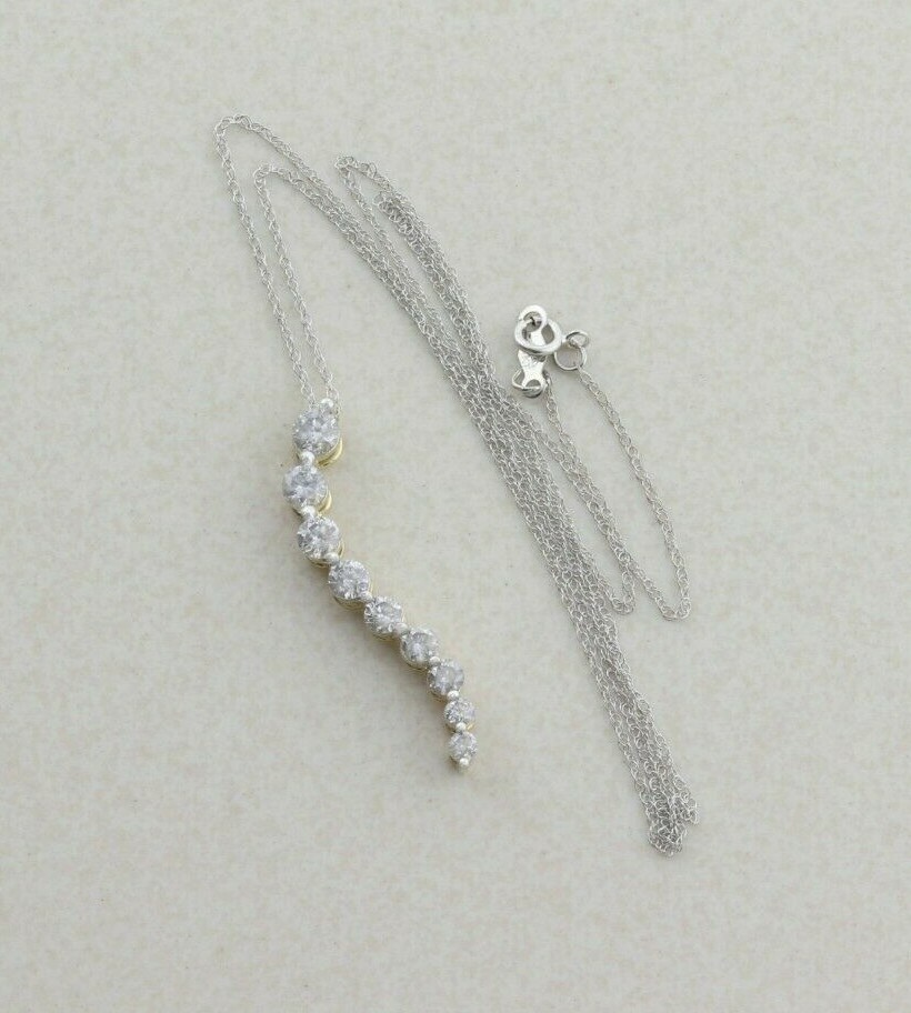 10K Yellow Gold and White Gold Diamond Necklace with 18 inch chain eBay