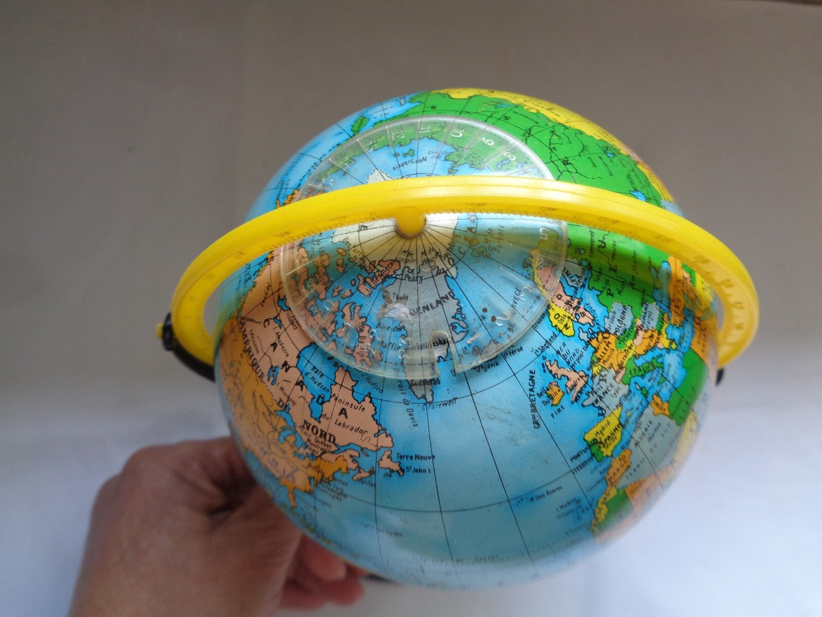 GRAND GLOBE TERRESTRE ancien Mappemonde par J.FOREST Girard & Barrère