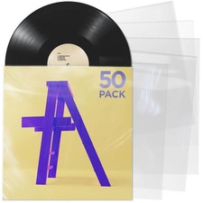 Claev Outer Record Sleeves for Album Covers - 50 Clear Plastic Outer Sleeves to