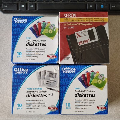 40x Lot Brand New Sealed Neon Translucent IBM 3.5'' Floppy Disks Xerox Gold NICE!