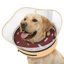 Raised Inflatable Dog Cone After Surgery - Adjustable Recovery Donut Collar w...