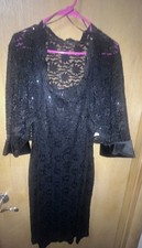 NWT R&M RICHARDS Women's Dress Size 12 Little Black Dress Lace With Jacket