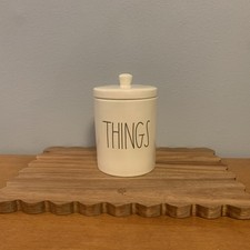 Rae Dunn “Things” Canister Jar White Ceramic Artisan Collection