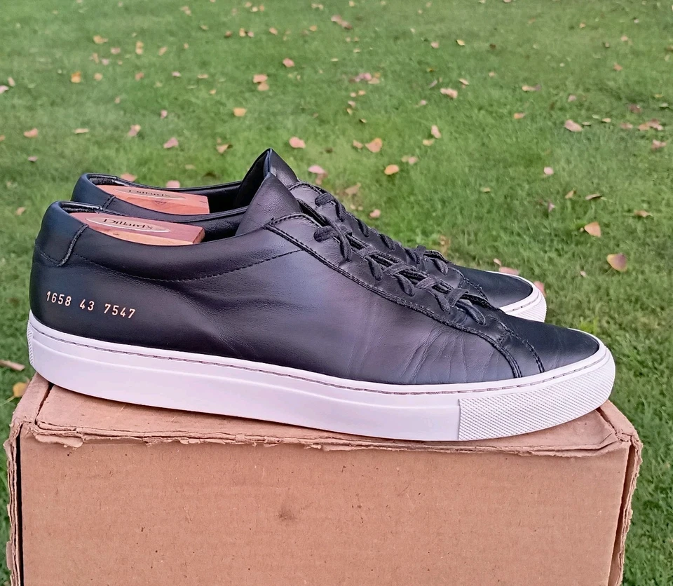 Common Projects Achilles Low Black 43 EU 10/10.5 US Mens 1658 COA EUC $450 - Image 2 of 4