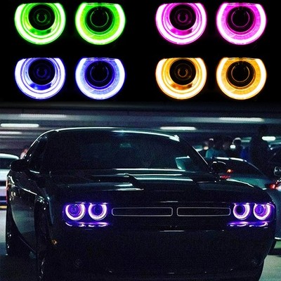 Fits 2015-2023 Dodge Challenger SE RT LED HeadLights RGB Color Change Lamps Pair