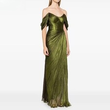 Green Tulle Shiny Evening Off The Shoulder A Line Slim Prom Gowns Women Elegant