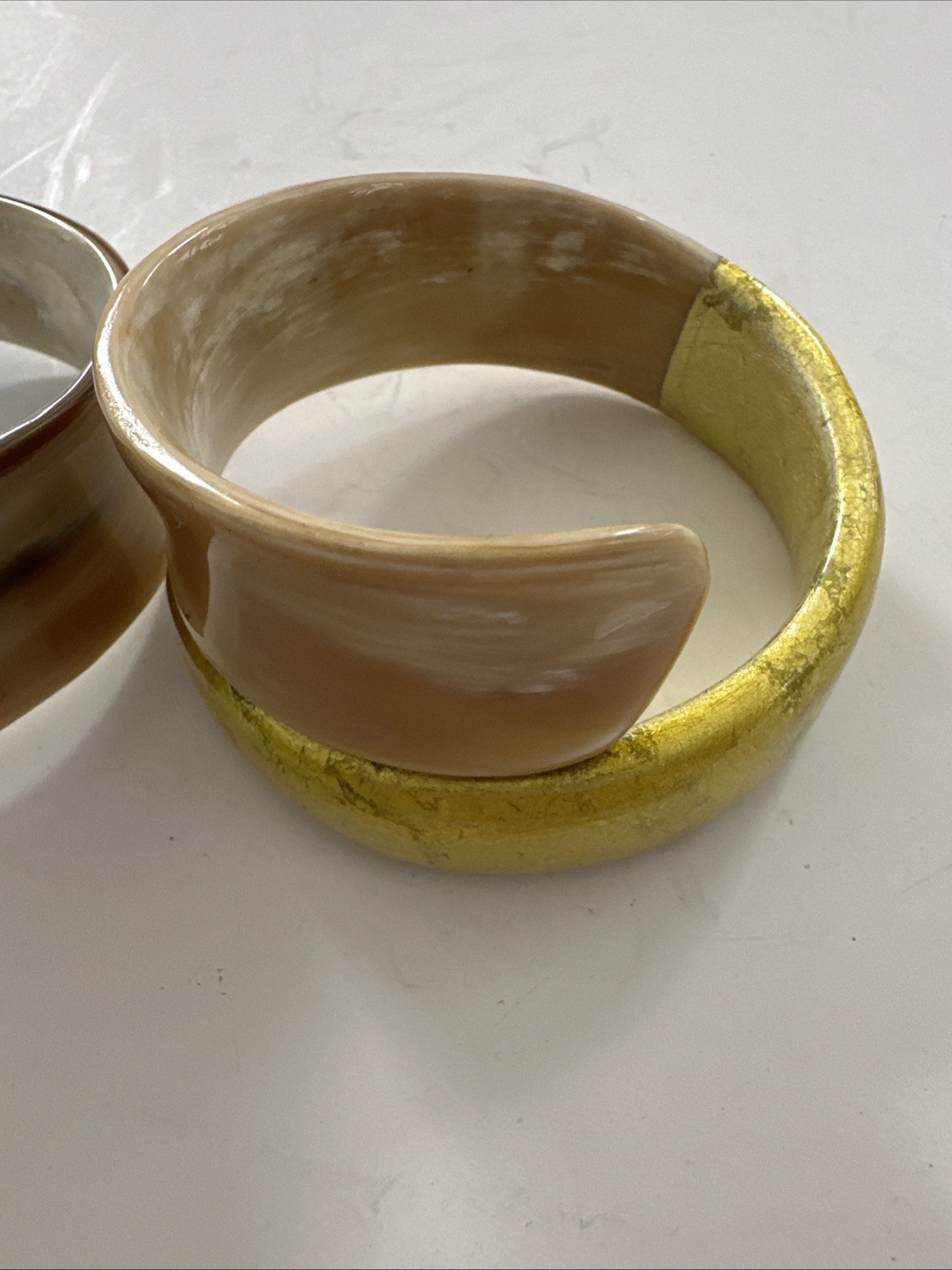 Two Adjustable Bangle Bracelets One Blue Accent O… - image 5