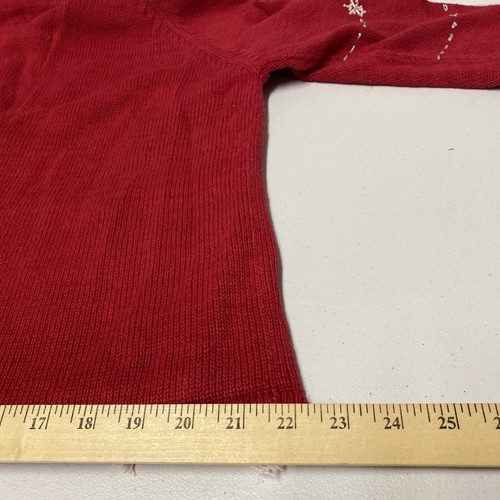 Vtg Christmas Cardigan Sweater Heirloom Collectibles Sz M Snow-men Beads Red Zip - Picture 18 of 24