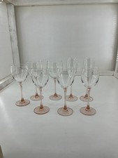 Vtg Luminarc France Pink Stem Wine Glasses Fl...