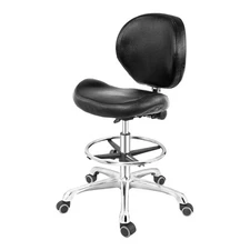 Drafting Chair Adjustable Tall Shop Stool, Rolling Chair with Backrest and Fo...