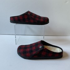 BIRKENSTOCK Zermatt Slippers Wmns 8 N/M Shearling Red Black Plaid Exclnt