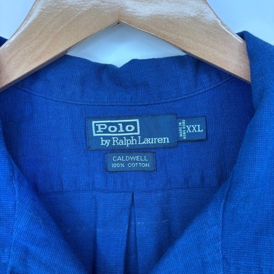 Vintage Polo Ralph Lauren Caldwell Shirt Mens XXL Blue Cotton Camp