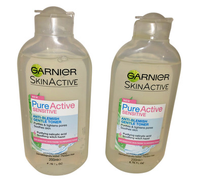 2x Garnier Skin Active Pure Sensitive Anti-Blemish Gentle Gel Toner 6.76 fl oz
