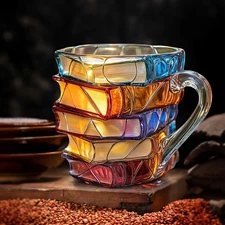 Painted Book Mug, Novelty 3D Painted Books Coffee Mug