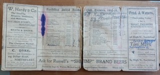 Vintage Northfleet Utd Football Club 1910 11 Fixtures Card Ebbsfleet Gravesend