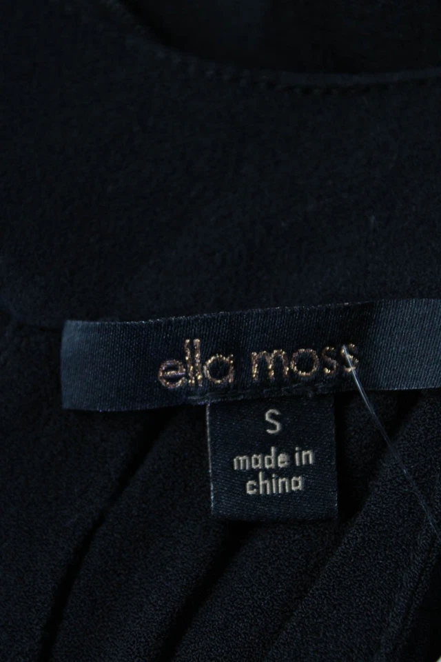 Mono halter de crepé con ribete de cuero sintético negro talla pequeña Ella Moss para mujer Foto 4 de 4