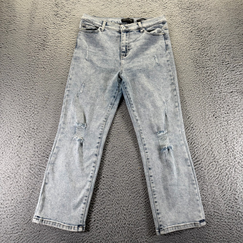 Kendall + Kylie The Icon Jeans Womens 9 Blue Denim Straight High-Rise Distressed